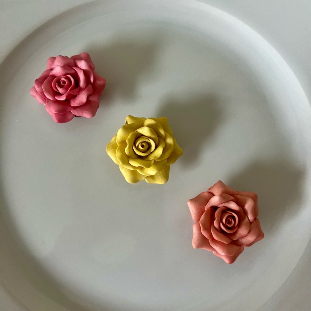 Set of Three Rose Shaped Button Covers